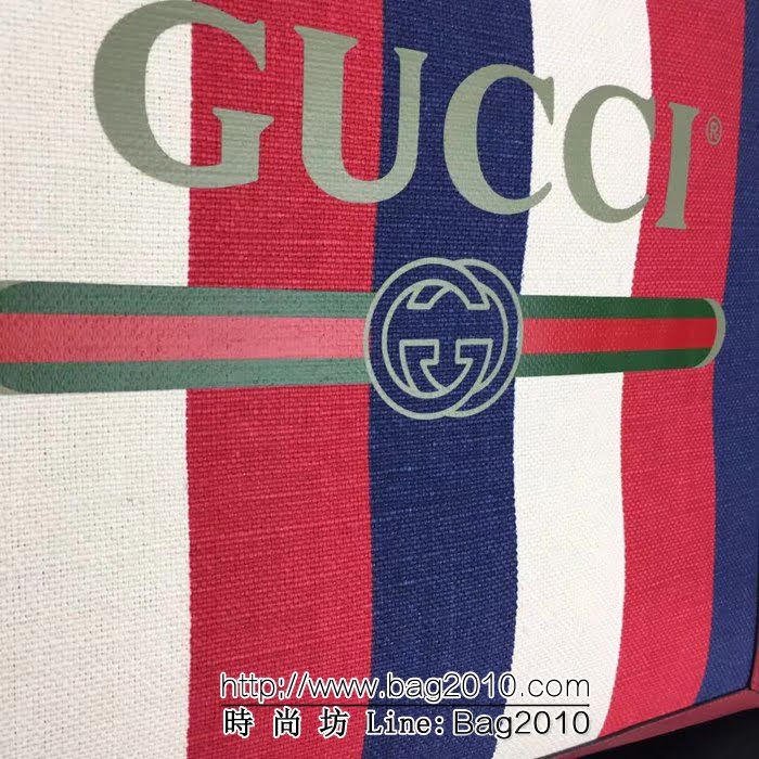 GUCCI古馳原單 新款高仿GUCCI新款專櫃品質原單貨實物實拍523781彩虹條手提購物袋 HY1260